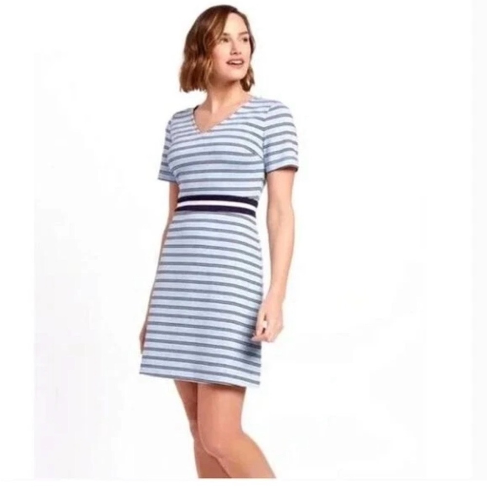 Draper James Ponte Stripe Dress blue sz medium career Preppy